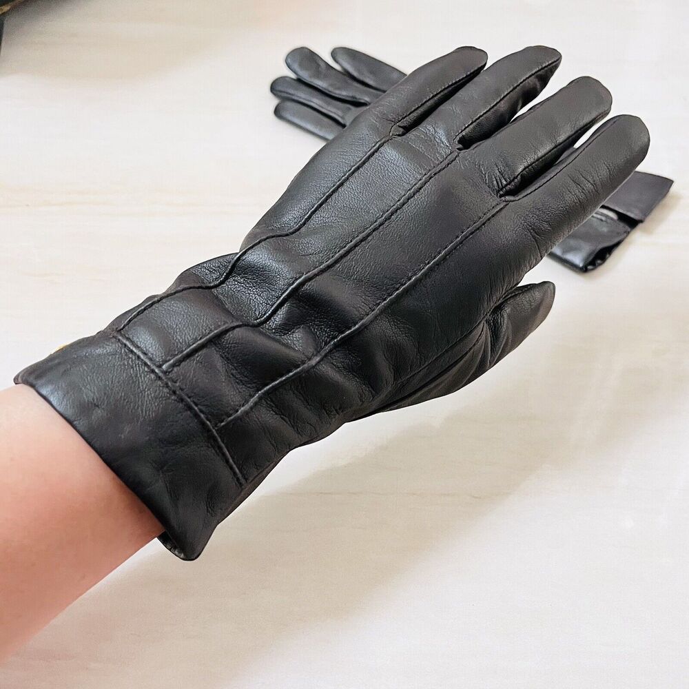 Vintage ETIENNE AIGER Women’s 100% Genuine Leather Dark Brown Gloves Lined M